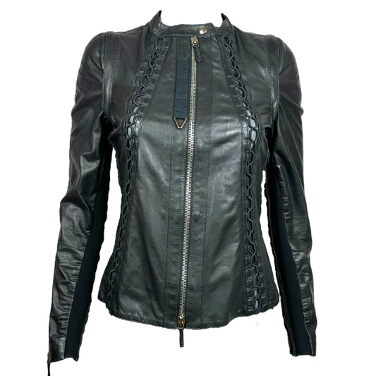 Gucci S/S 2010 Lace Up Black Leather Jacket