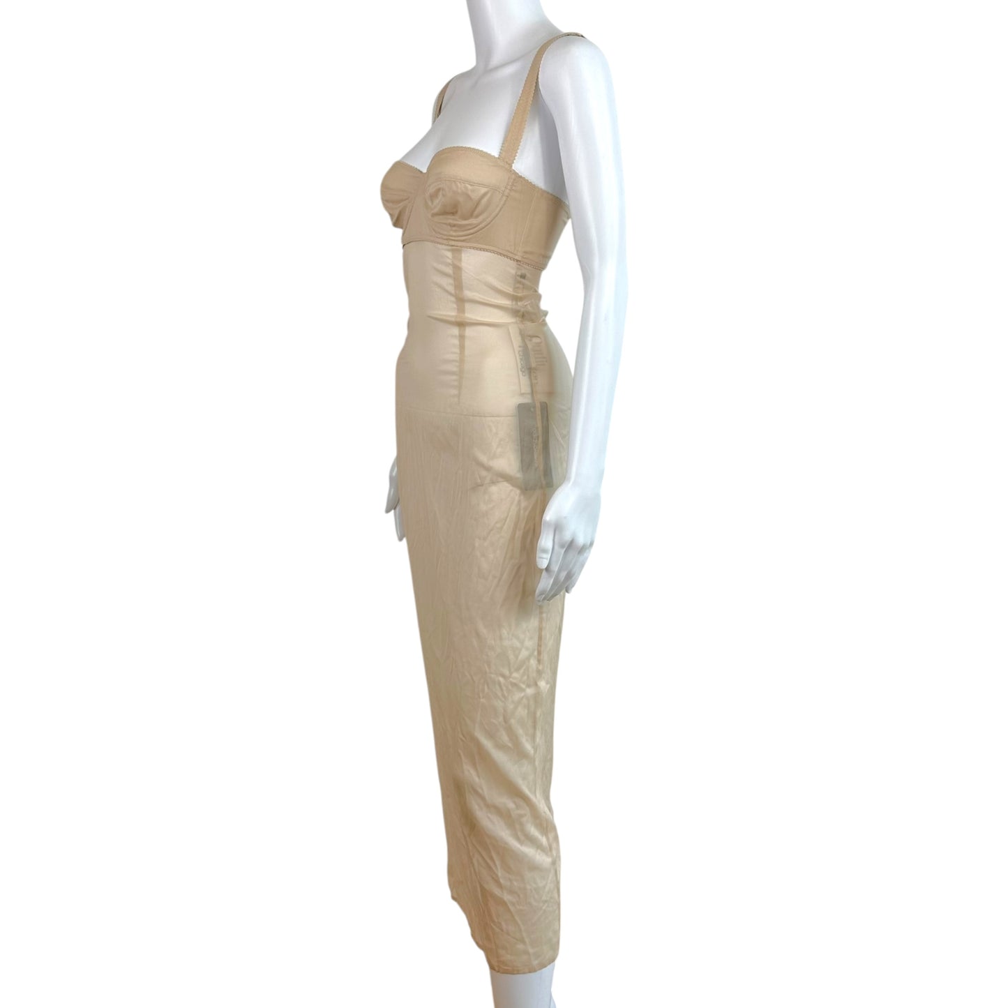 Dolce & Gabbana Beige Sheer Midi Slip Dress XS
