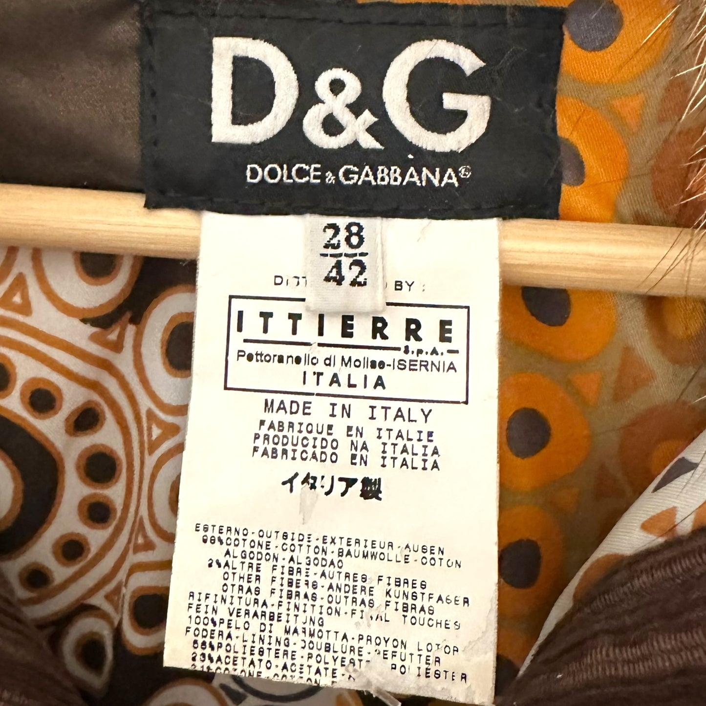 D&G Dolce & Gabbana Corduroy and Denim Fox Fur Trim Jacket
