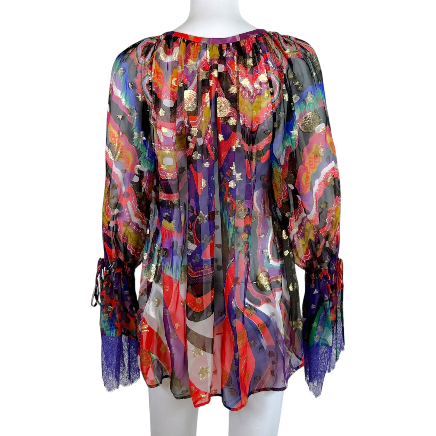 Roberto Cavalli Sheer Silk Blouse Multicolor Star Print