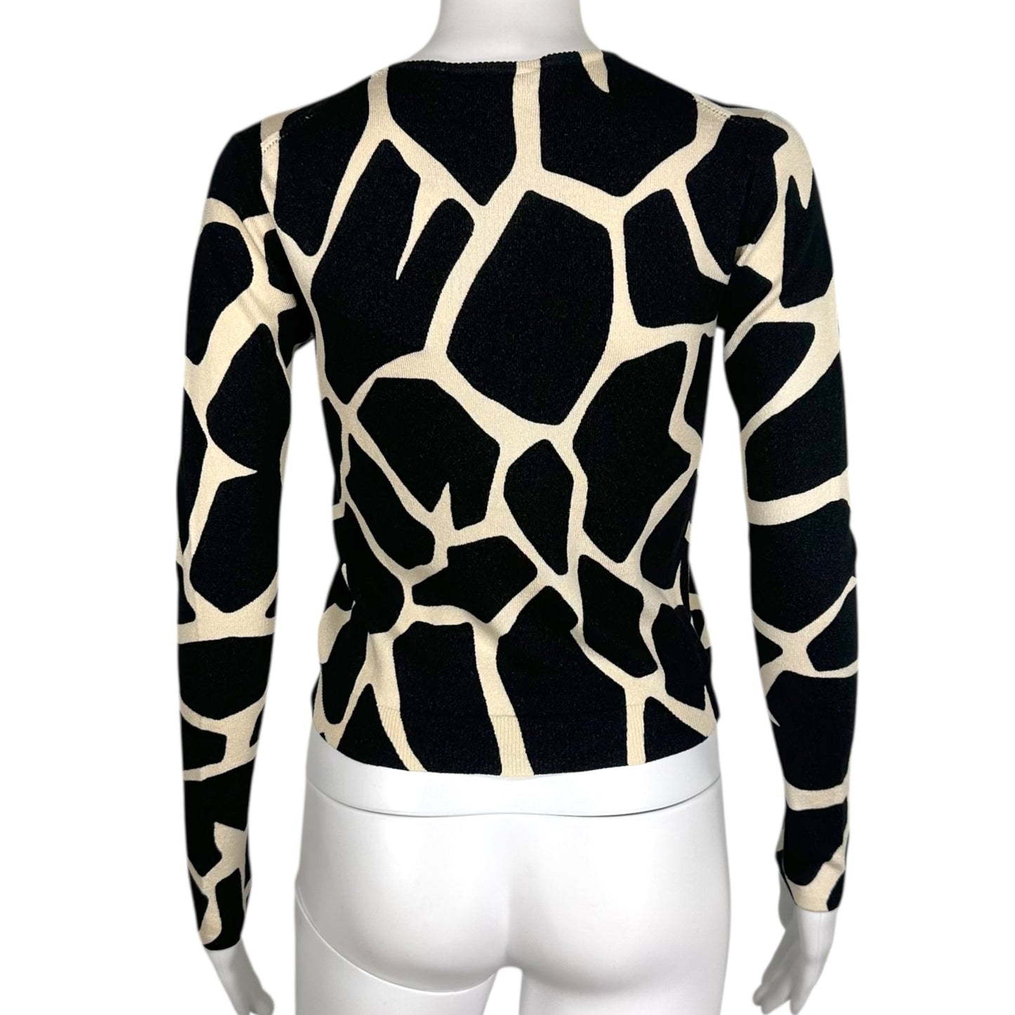 John Galliano Black White Giraffe Print Crop Cardigan