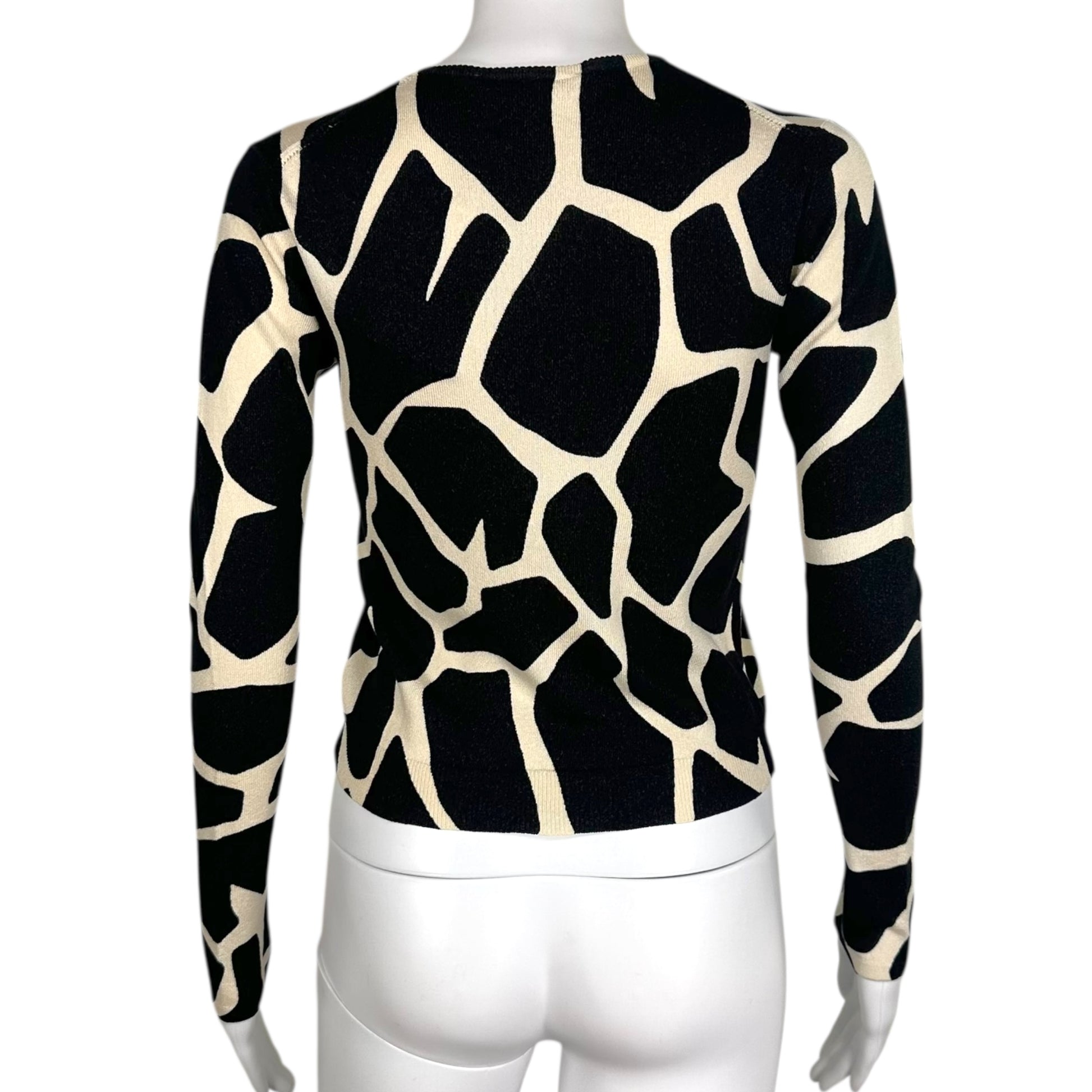 John Galliano Black White Giraffe Print Crop Cardigan