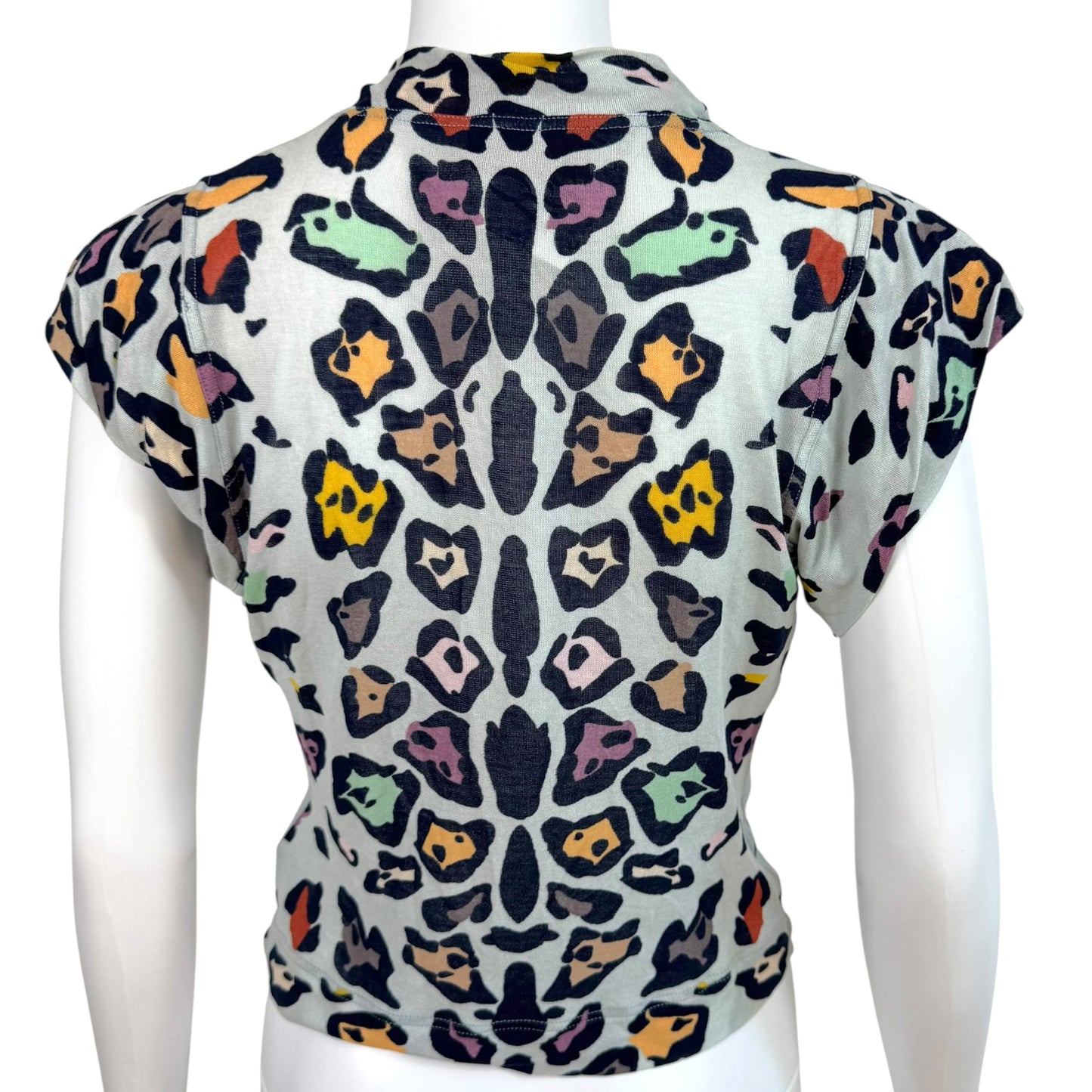 Missoni Twist-Front Top Light Blue Multicolor Leopard