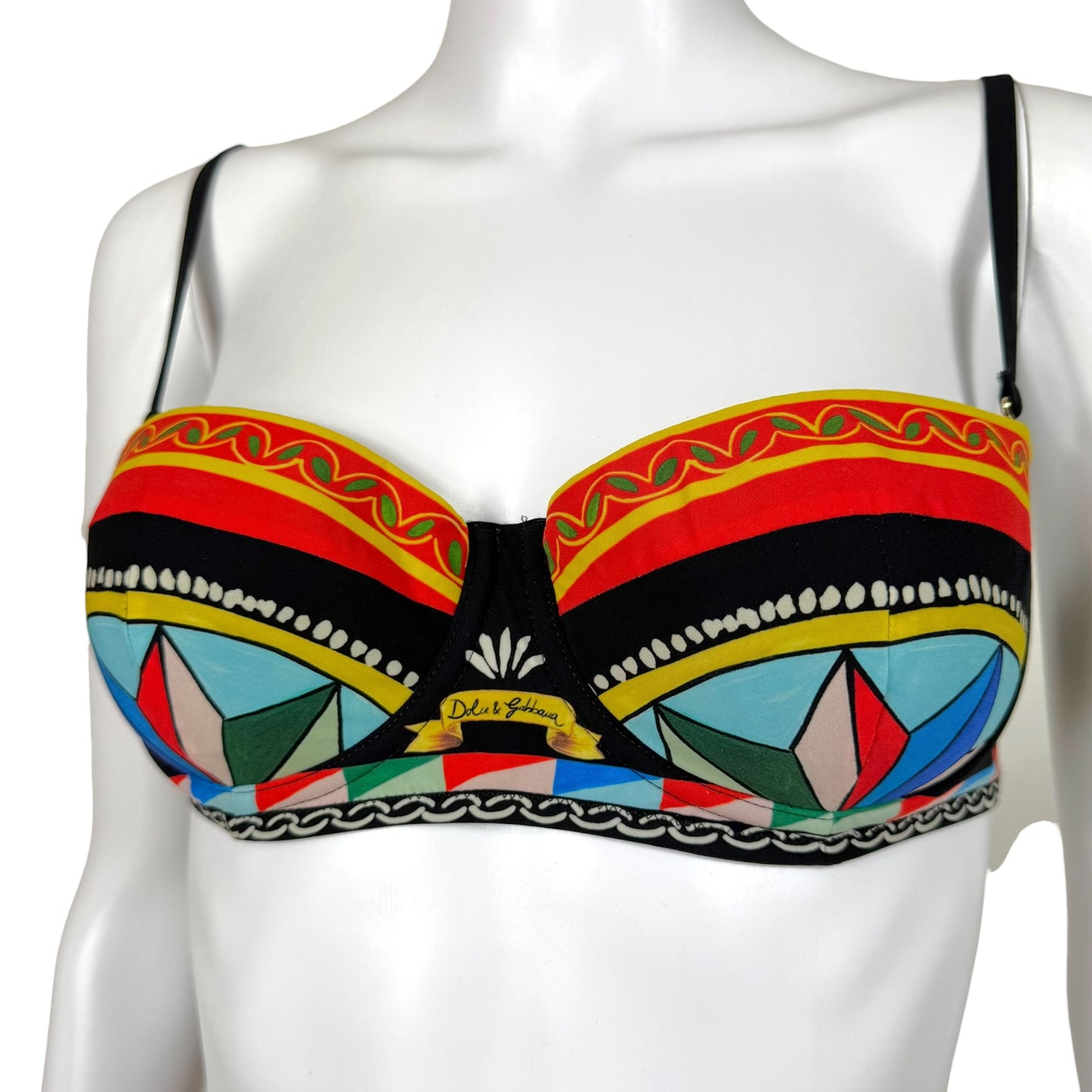 Dolce & Gabbana Multicolor Printed High Waisted Bottoms & Underwire Top Bikini Set