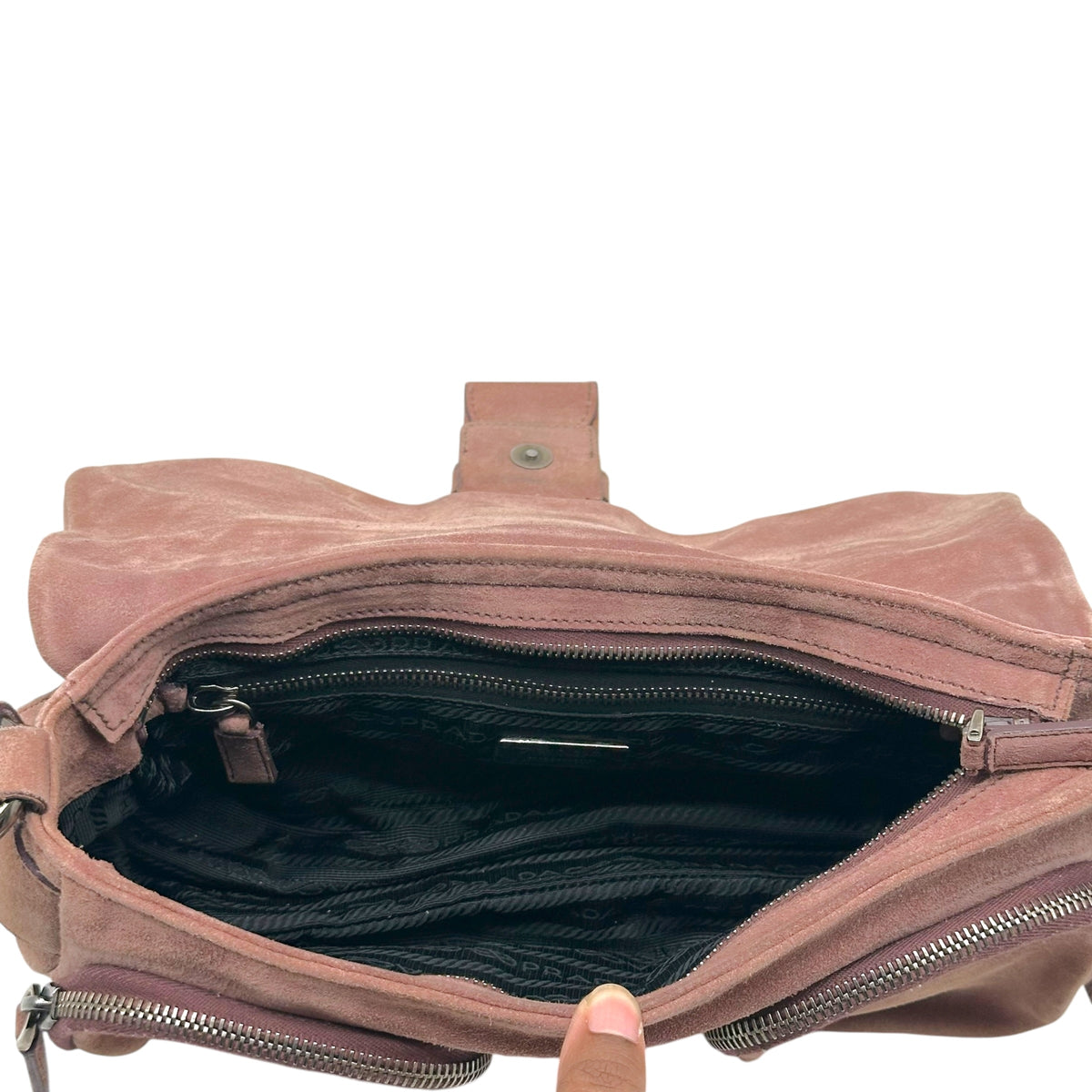 Prada Suede Shoulder Bag Dusty Rose Pink