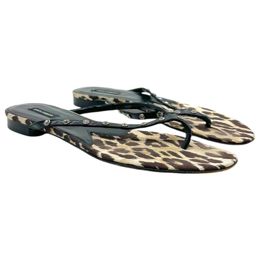 Dolce & Gabbana Leopard Print & Rhinestone Flip Flops - Outfit Repeater