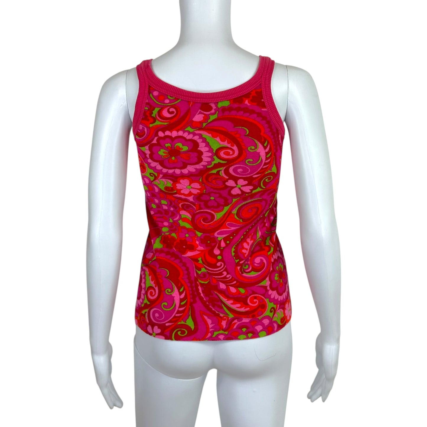 Dolce & Gabbana Bright Pink & Green Floral Print Terrycloth Tank