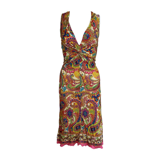 Dolce & Gabbana Multicolor Paisley Print Midi Dress