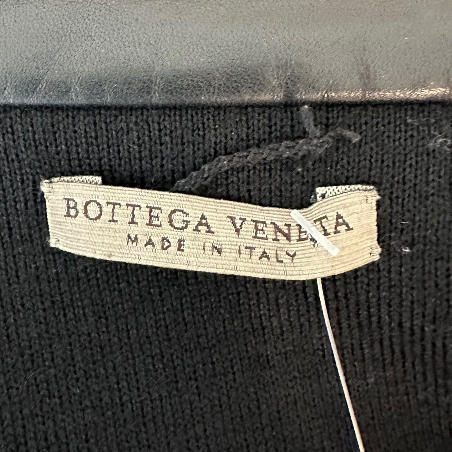 Bottega Veneta Black Leather & Wool Knit Trench Coat