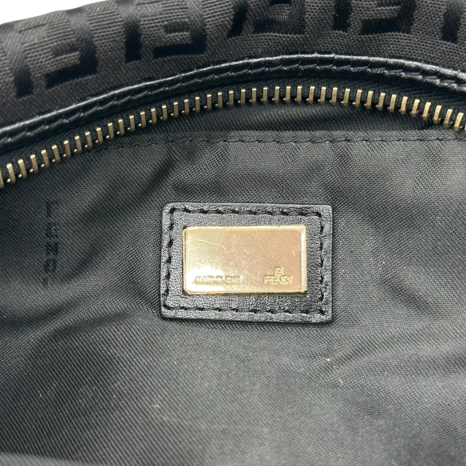 Fendi Black Zucchino Monogram Leather Trim Gold Hardware Shoulder Bag - Outfit Repeater