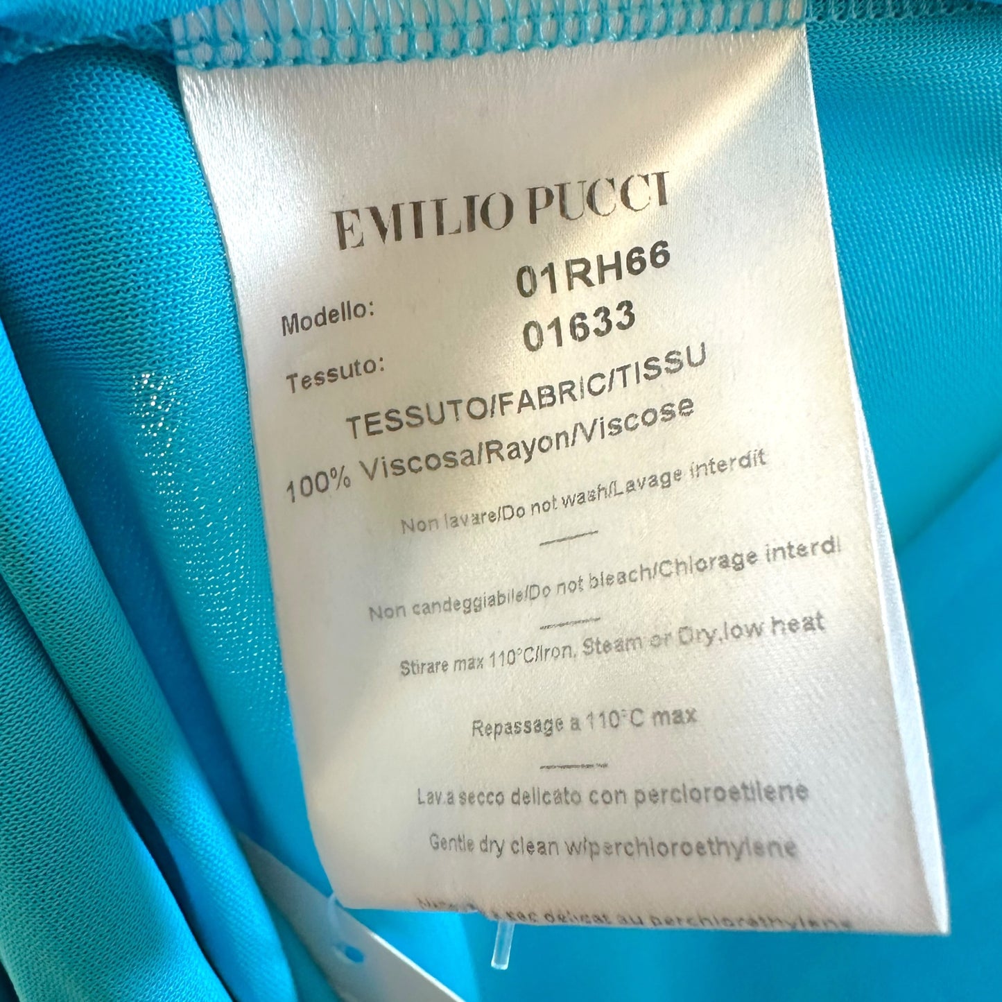 Emilio Pucci Turquoise Backless Mini Dress 3/4 Sleeve
