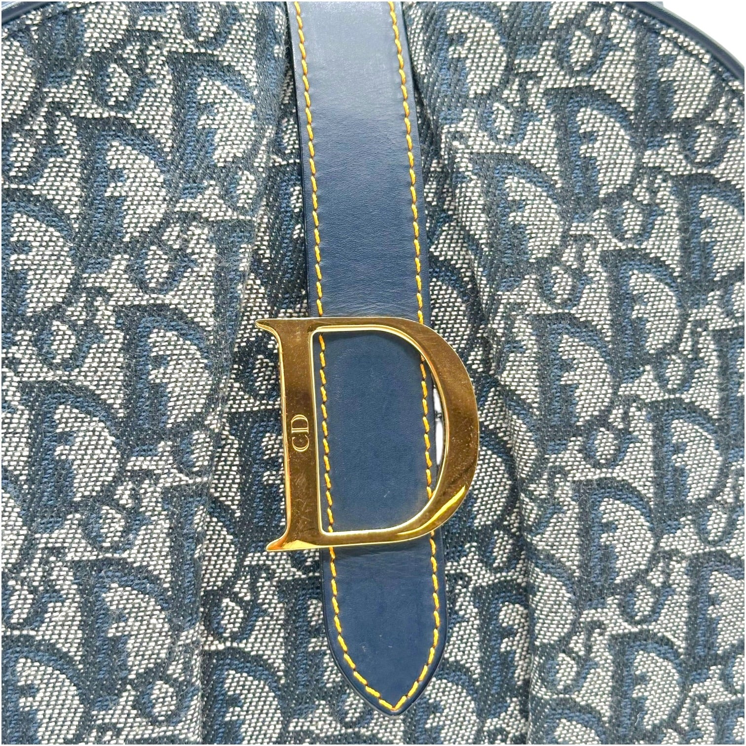 Christian Dior Bowler Bag Navy Blue Trotter Monogram