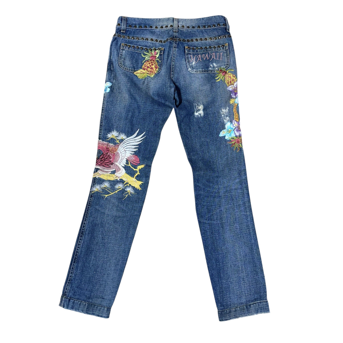 Dolce & Gabbana Hawaii Embroidered & Studded Jeans