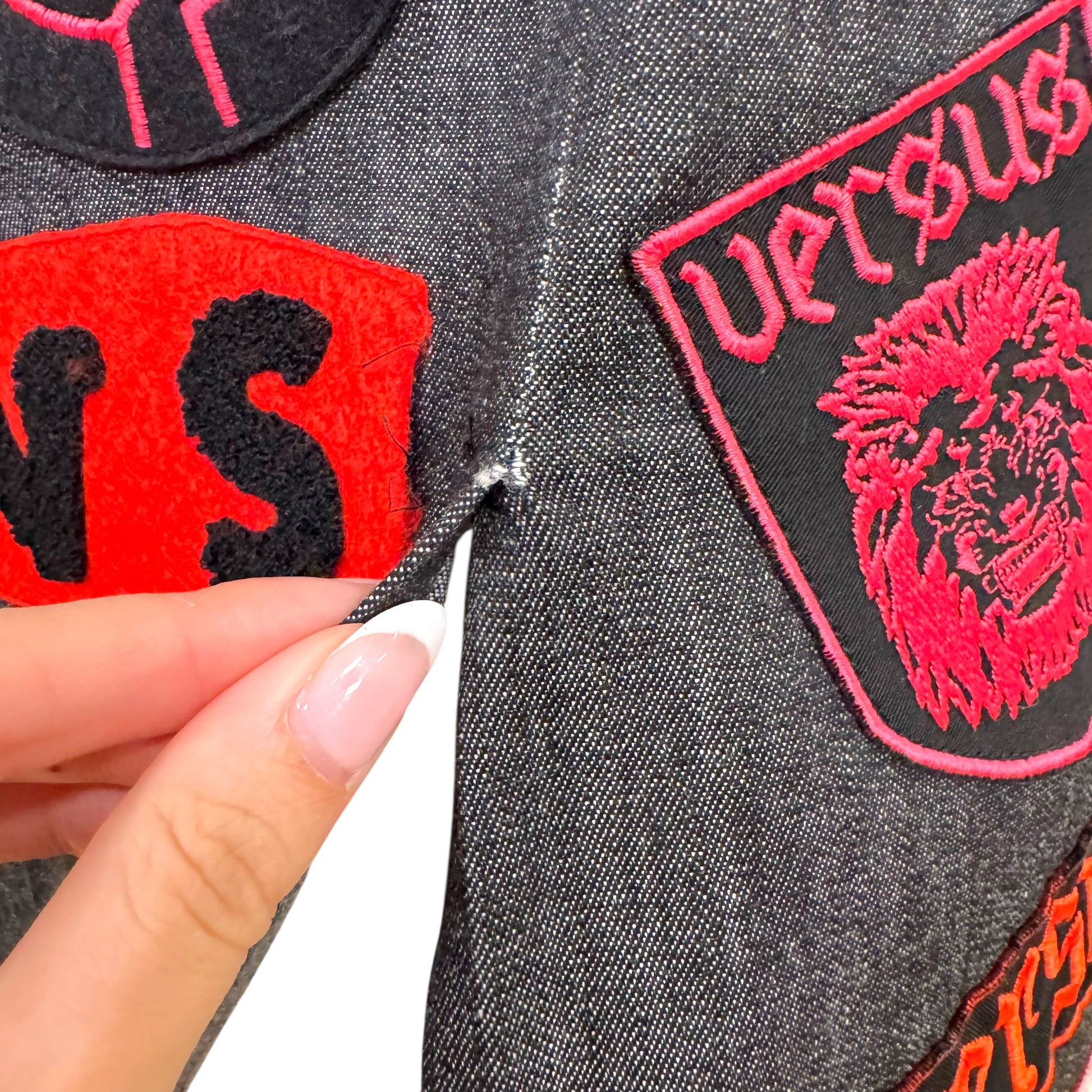 Versace Versus Logo Patch Denim Midi Skirt - Outfit Repeater