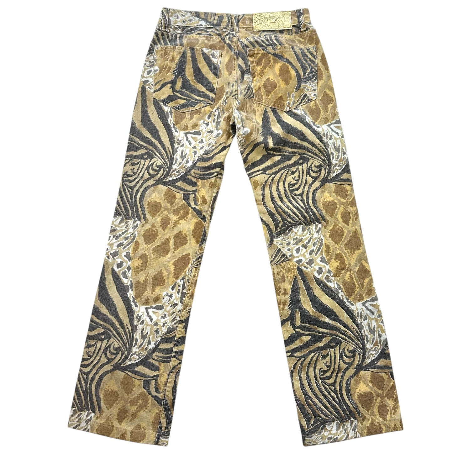 Just Cavalli Roberto Cavalli Beige Animal Print Jeans