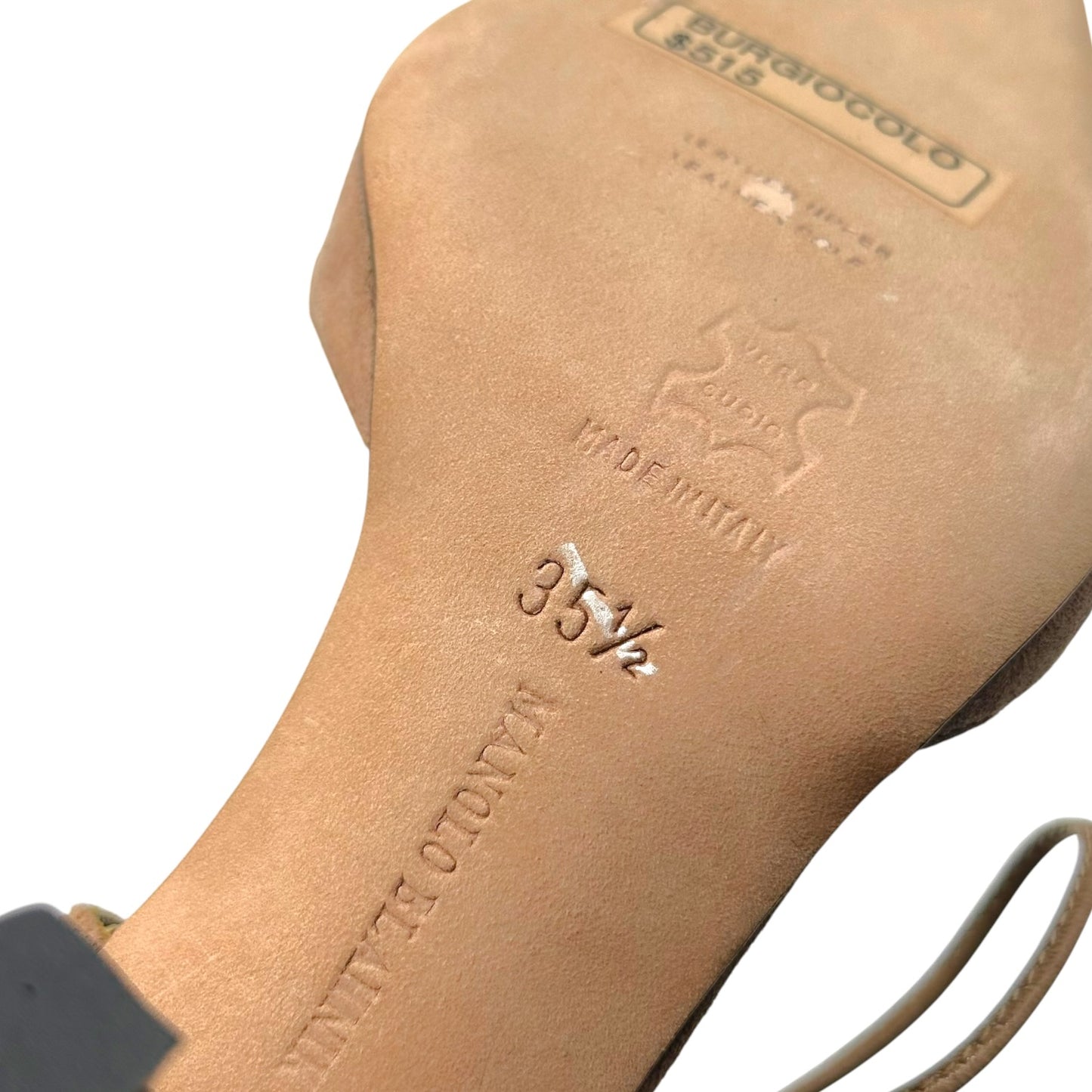 Manolo Blahnik Brown Tan Suede Pointed Toe Wrap Heels
