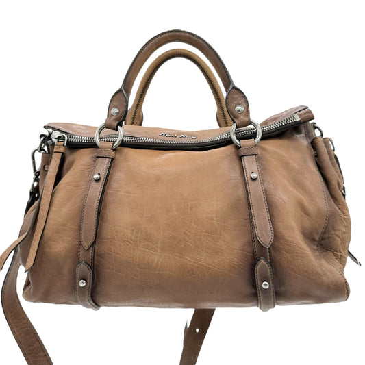 Miu Miu Distressed Brown Leather 2-Way Bag - Outfit Repeater