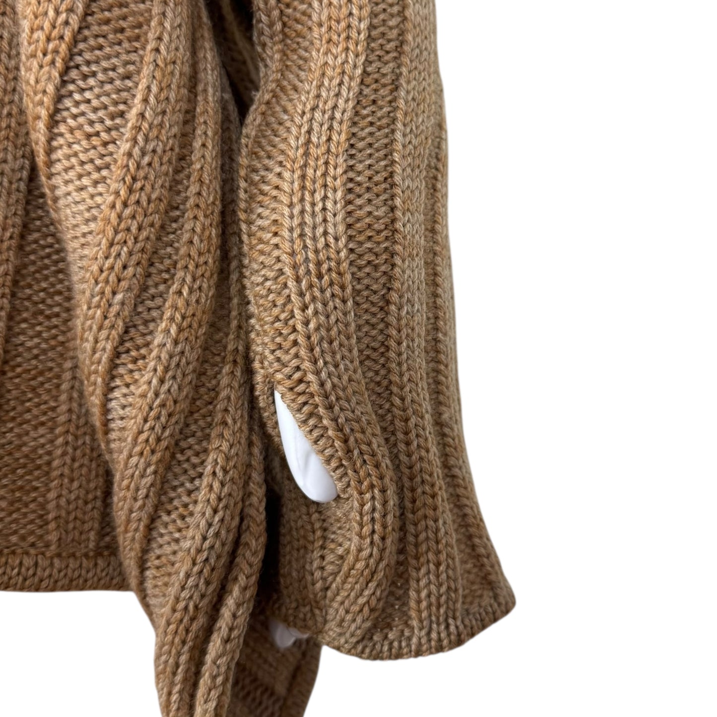 Roberto Cavalli Class Tan Mongolian Sheep Fur Trim Oversized Cardigan