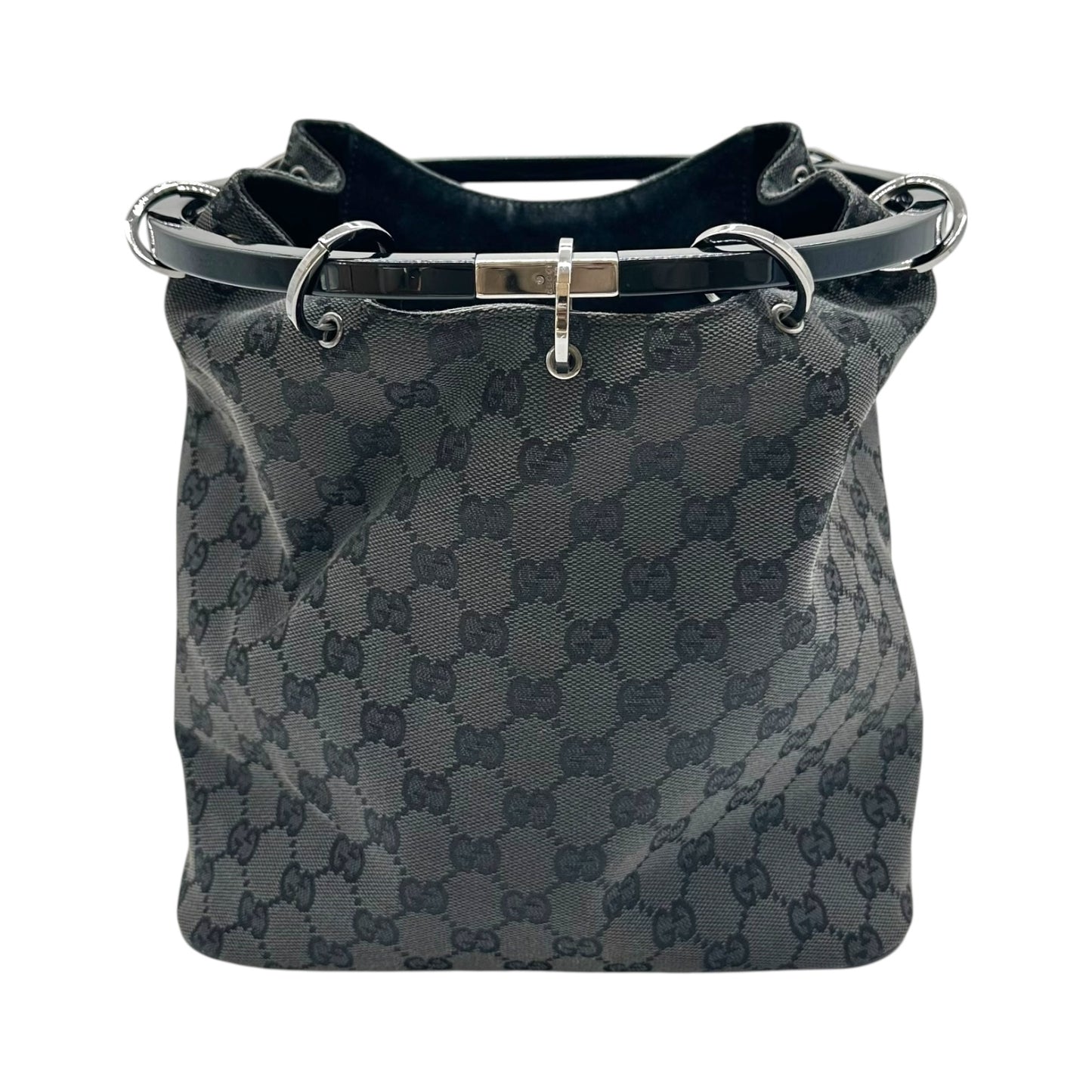 Gucci by Tom Ford Black Monogram Ring Bucket Bag