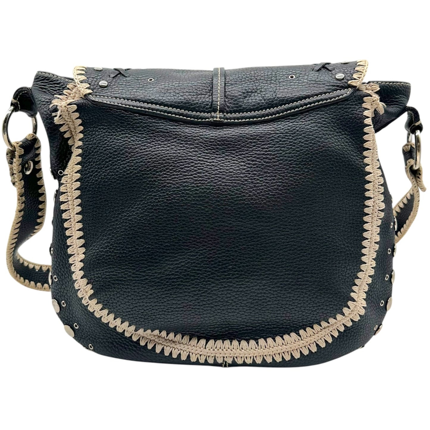 Dolce & Gabbana Black Leather Python Studded Messenger Bag