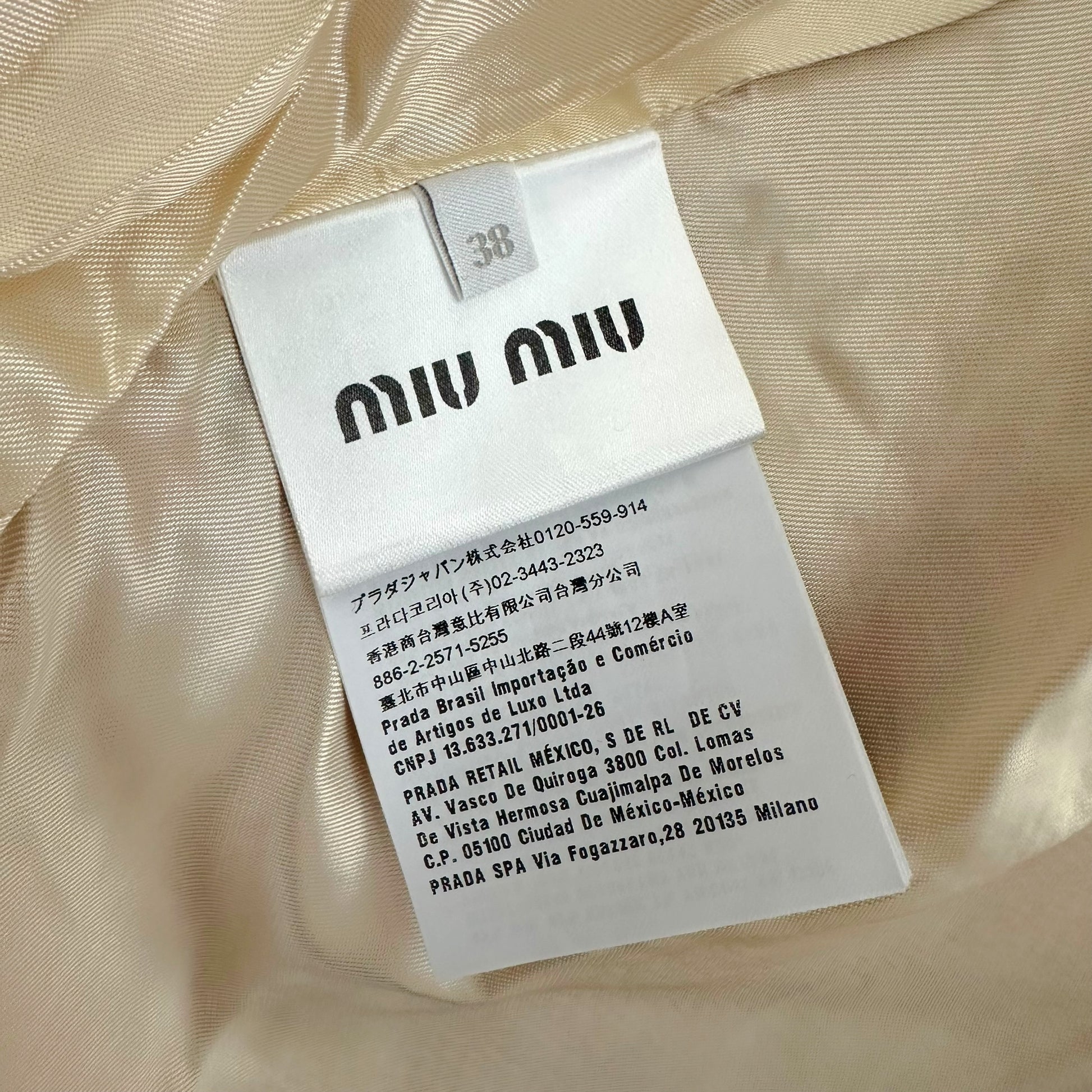 Miu Miu Pink Yellow Plaid Tweed Coat with Studs