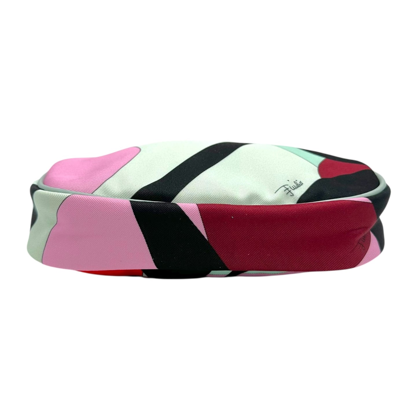 Emilio Pucci Burgundy & Blue Patterned Silk Cosmetic Pouch