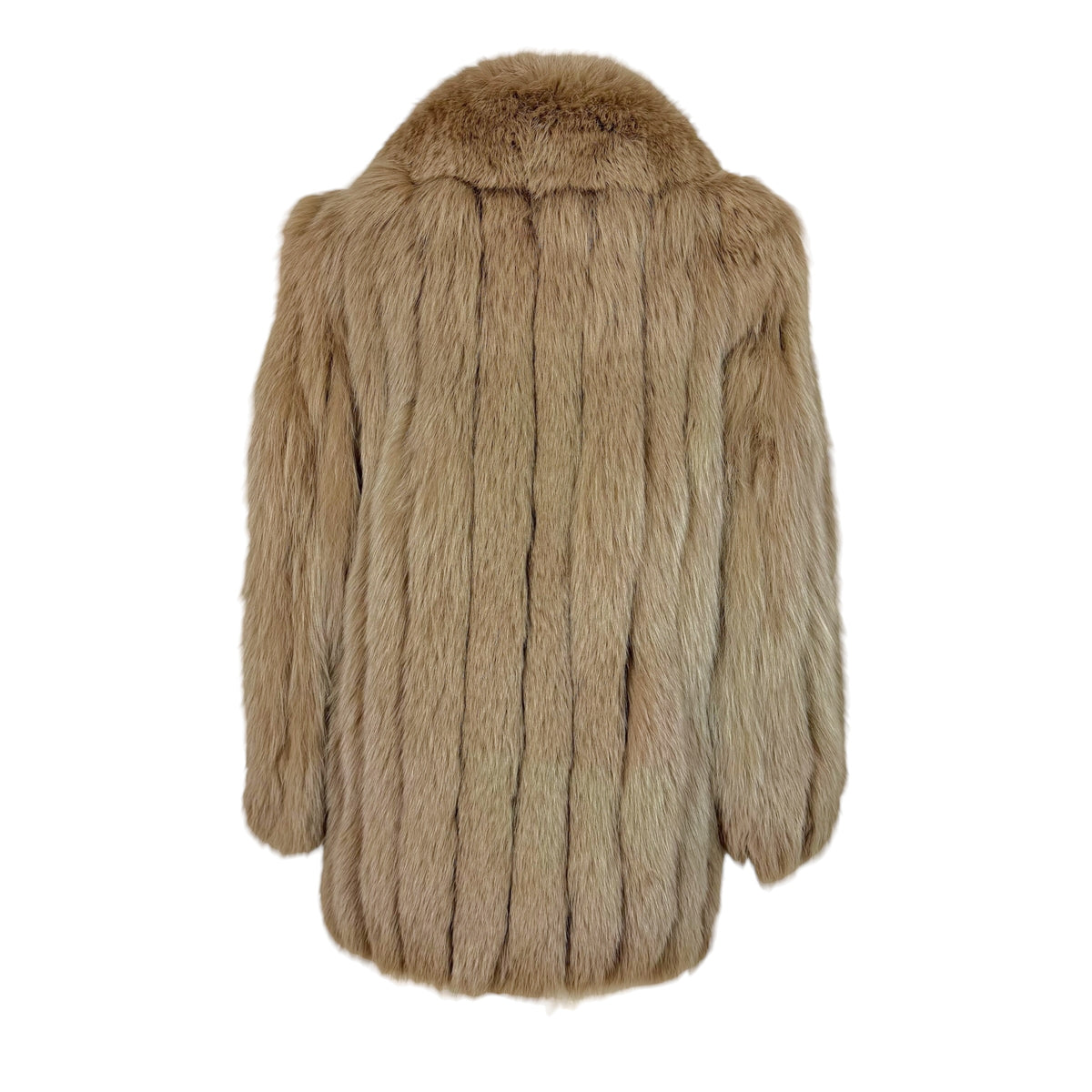 Vintage Fox Fur Coat Light Taupe Brown 1990s XS