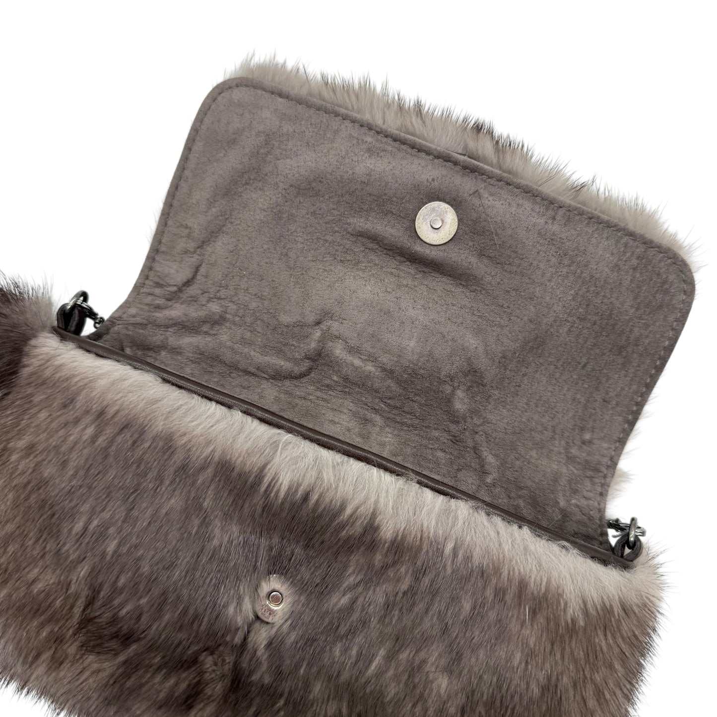 Gucci by Tom Ford Fall 2004 Gray Mink Dragon Clasp Mini Bag RARE - Outfit Repeater