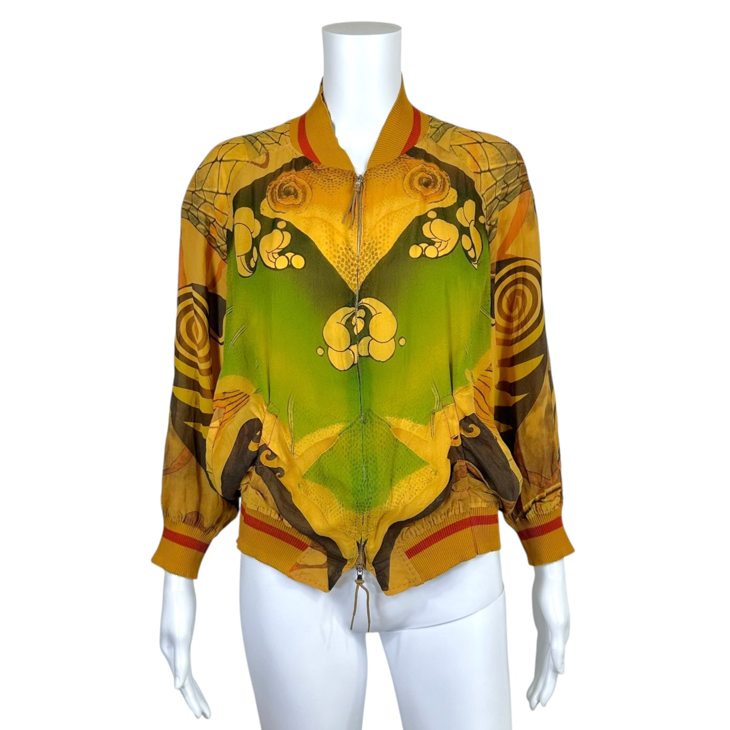 Jean Paul Gaultier Salvatore Dali Printed Silk Bomber Jacket