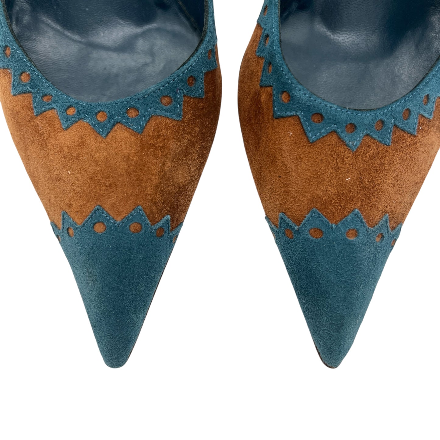 Manolo Blahnik 2004 Suede Western Style Pointed Toe Heels