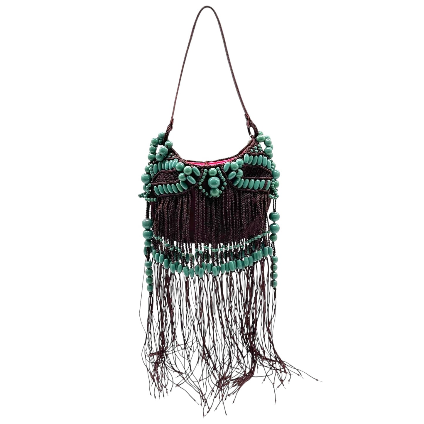 Jamin Puech Beaded Fringe Bag Burgundy Turquoise