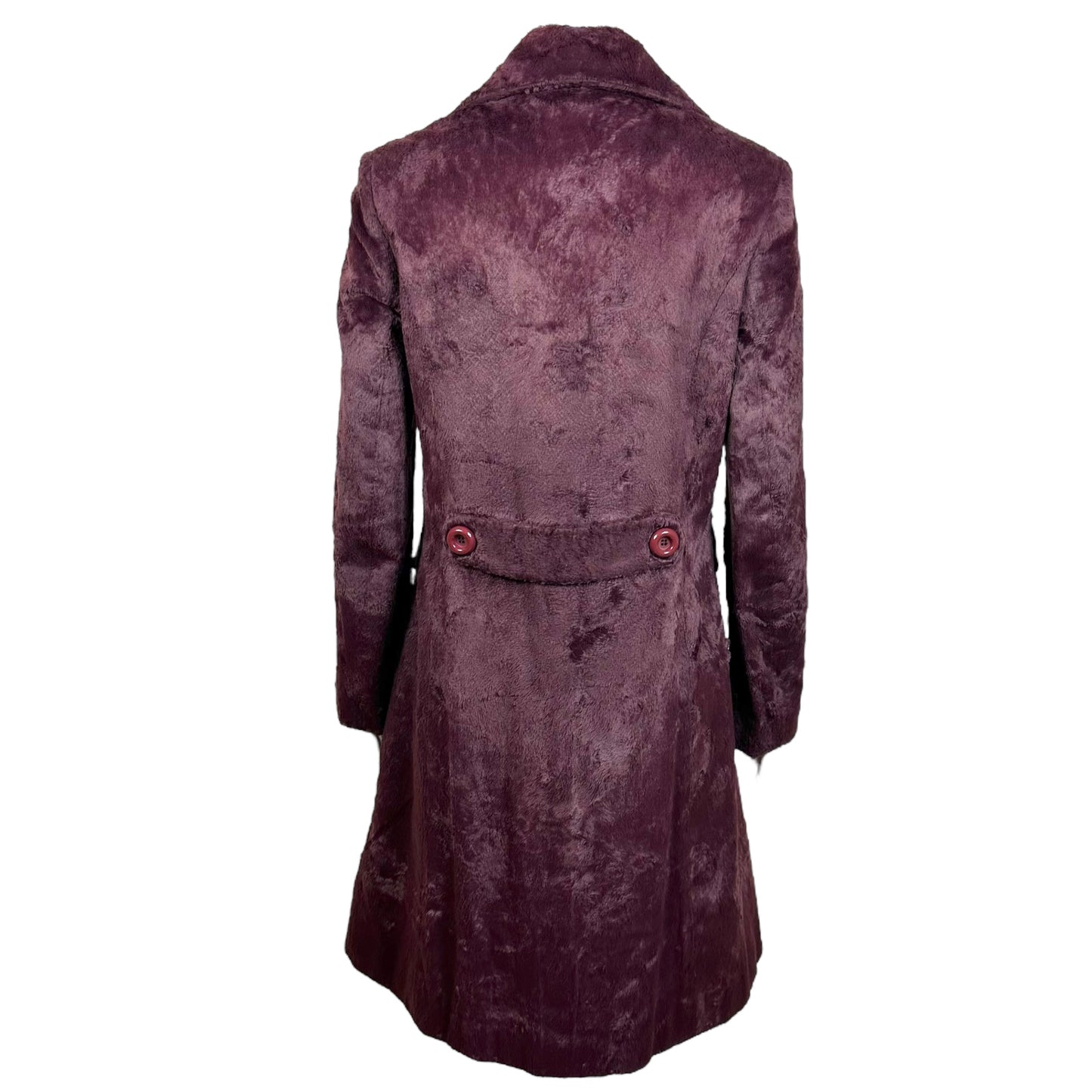 D&G Dolce & Gabbana Burgundy Faux Fur Trench Coat