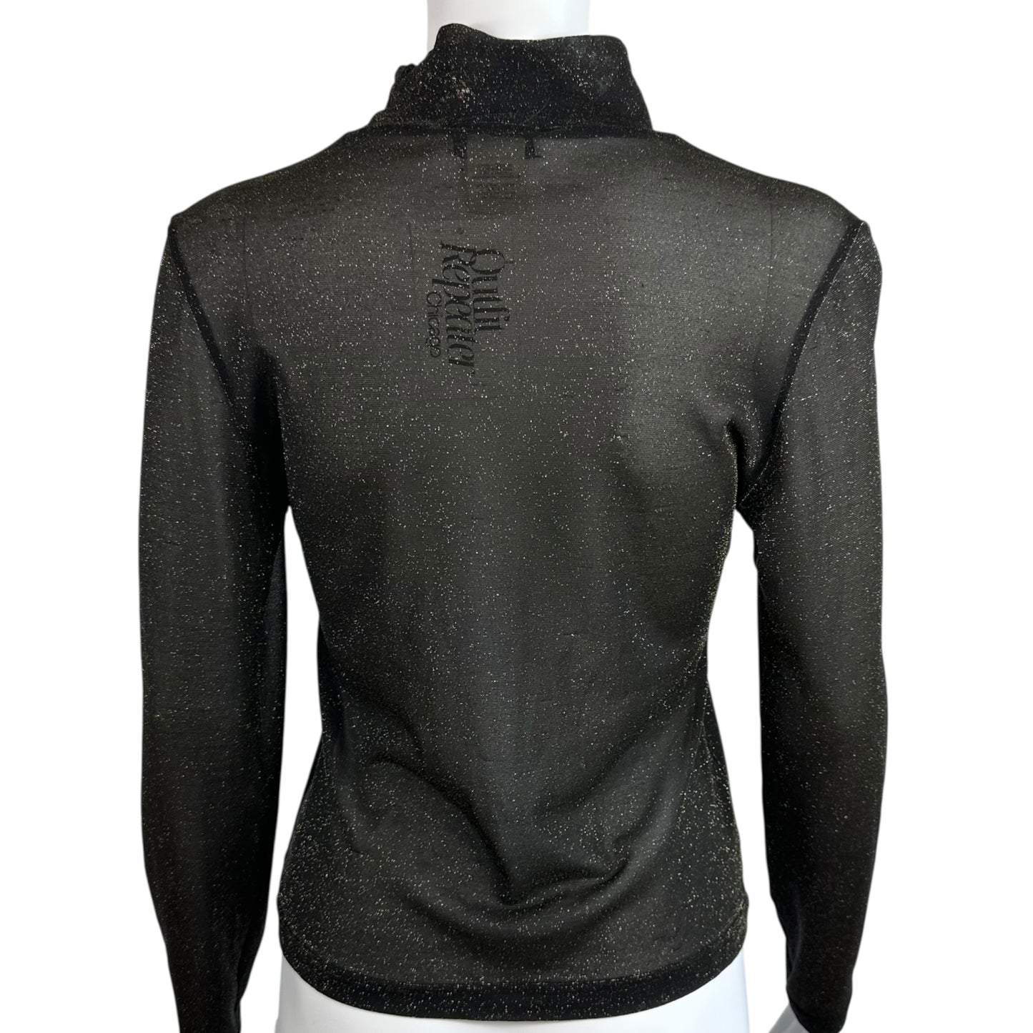 Mugler Black & Gold Semi-Sheer Sparkle Turtleneck Top - Outfit Repeater
