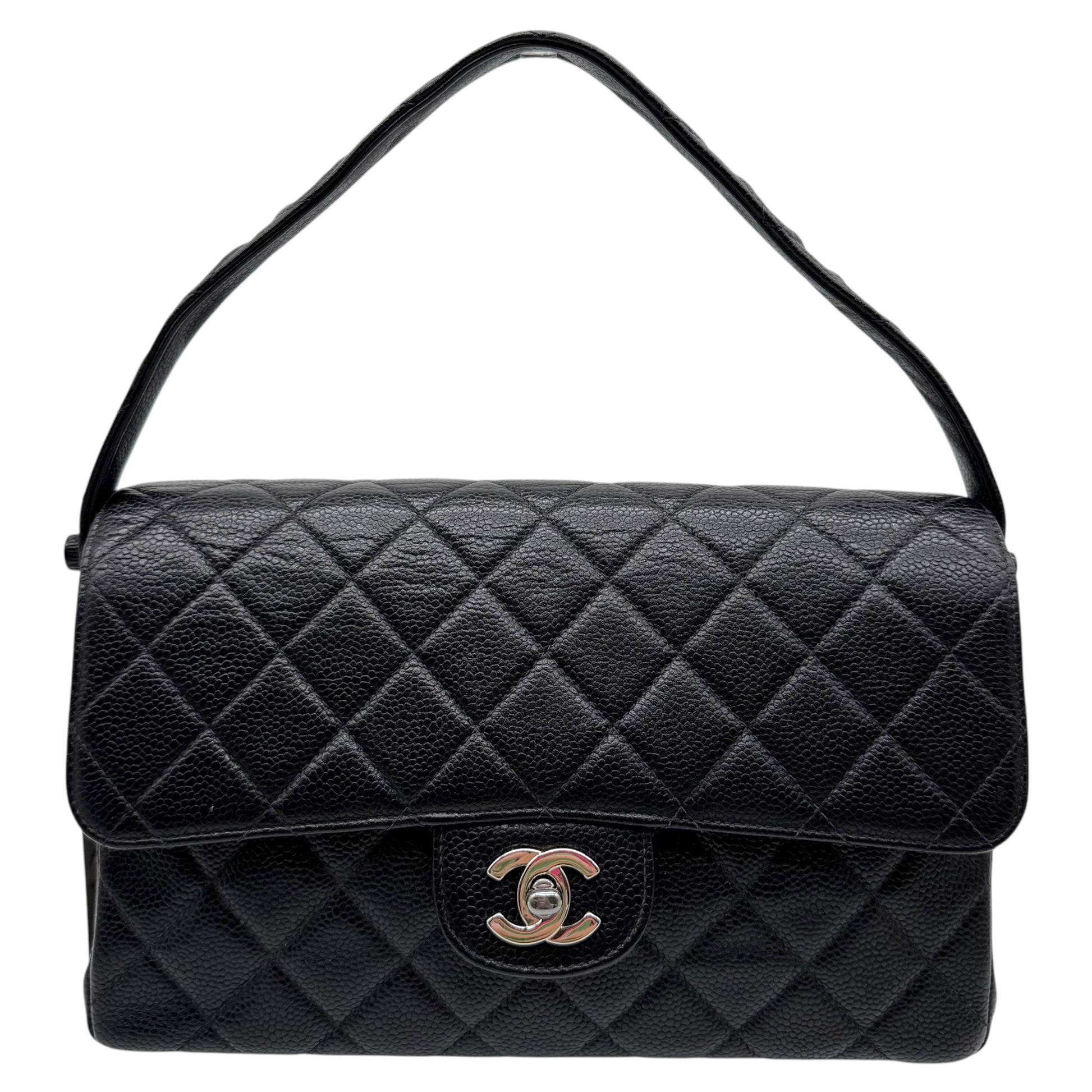 Chanel Black Caviar Leather Medium Flap Bag