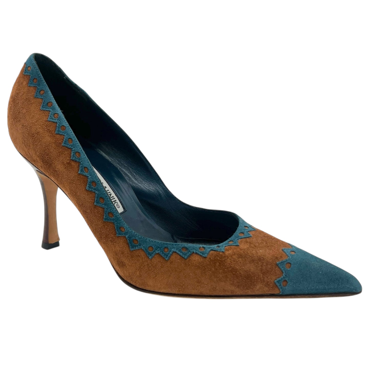 Manolo Blahnik 2004 Suede Western Style Pointed Toe Heels