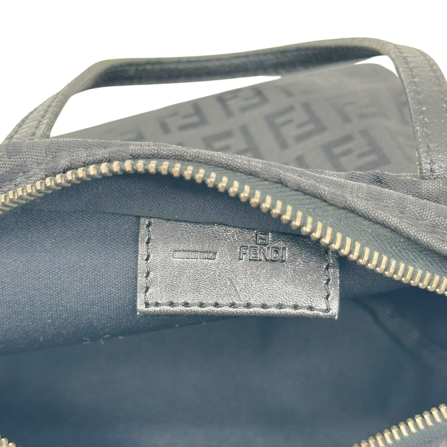 Fendi Black Zucchino Monogram Mini Pochette Bag