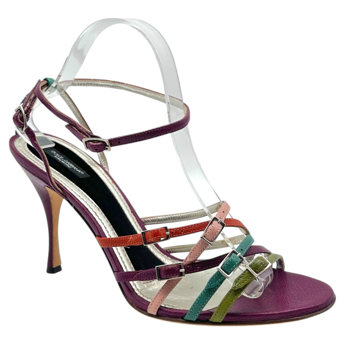 Dolce & Gabbana Purple Multicolor Multi-Strap Sandal Heels