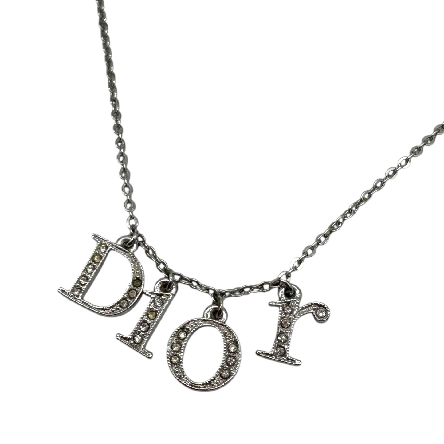 Christian Dior Silver Crystal Spell-Out Choker Necklace - Outfit Repeater