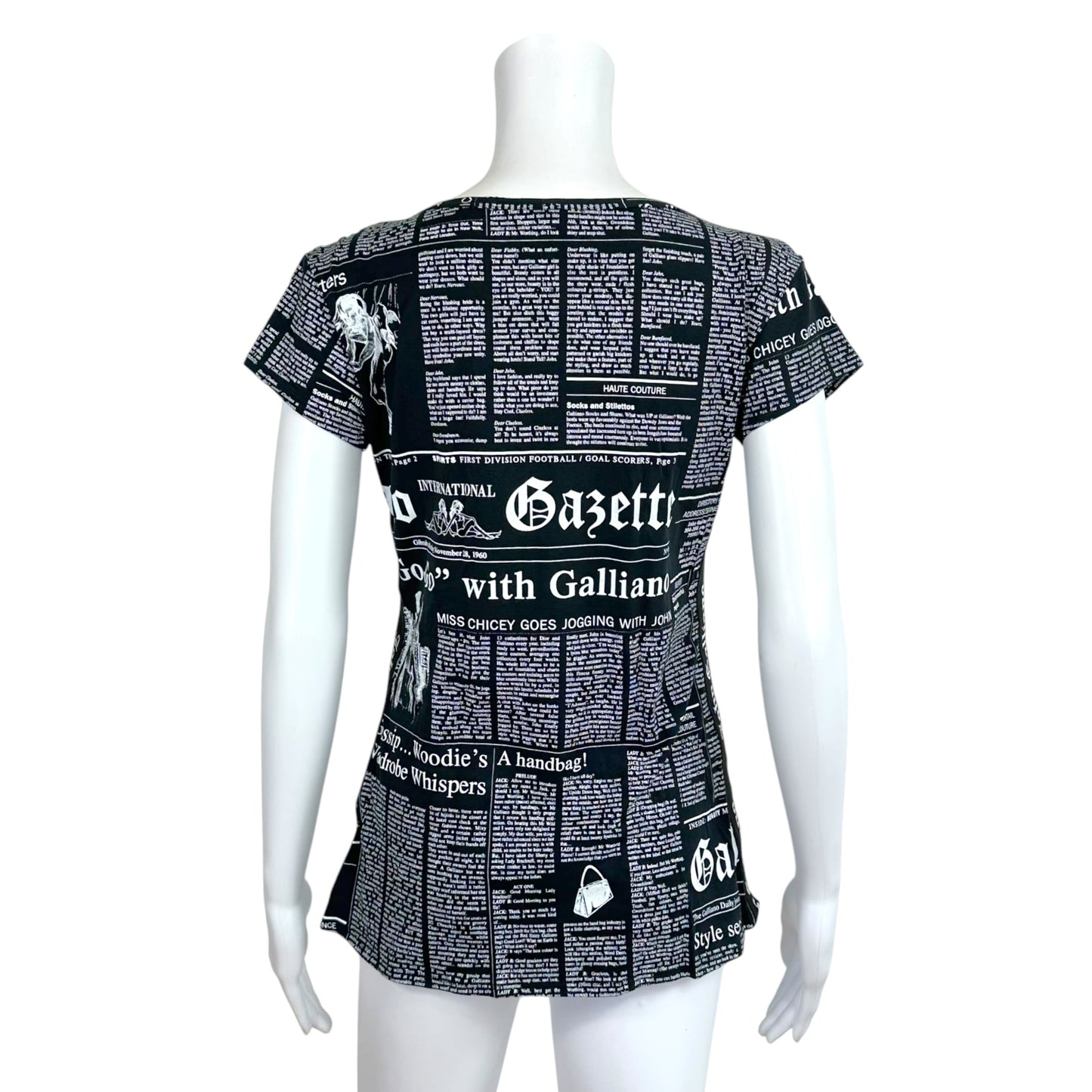 John Galliano Black & White Gazette Newsprint T-Shirt