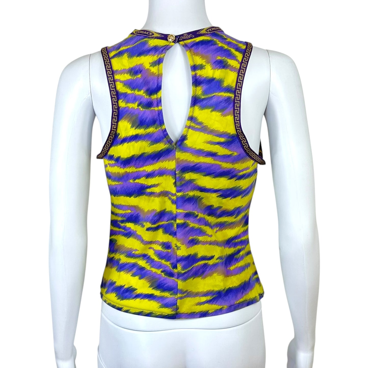 Versace Yellow & Purple Zebra Print Tank Top
