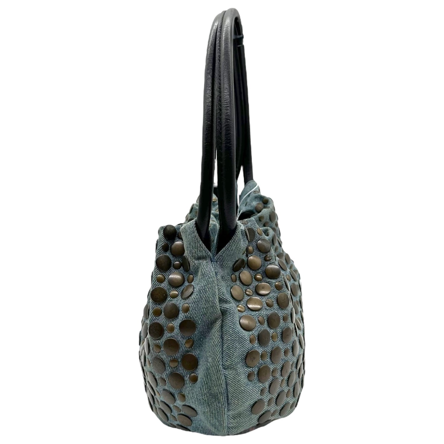 Sonia Rykiel Denim & Brass Studded Domino Bag