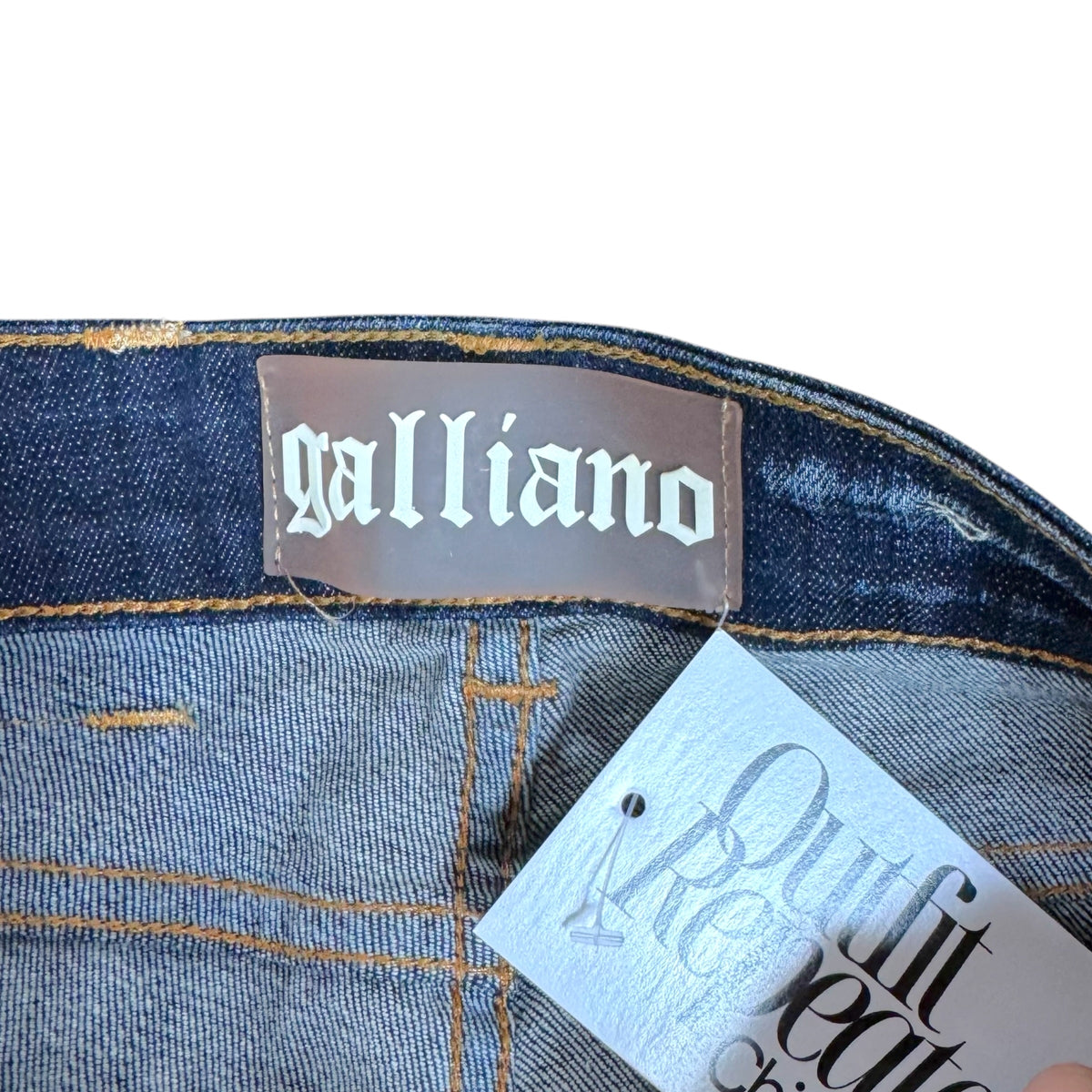 Galliano Multicolor Logo Patch Dark Wash Straight Leg Jeans