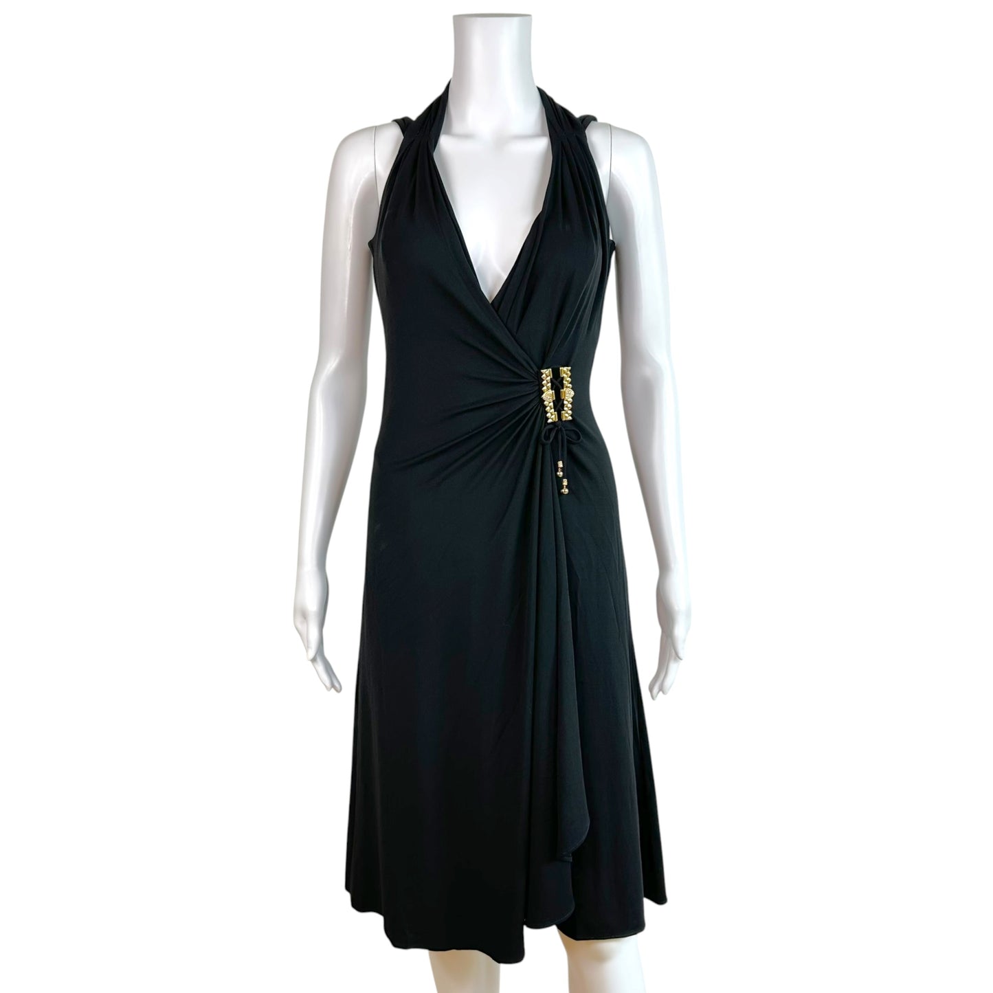 Roberto Cavalli Black Gold Crystal Embellished Mini Dress