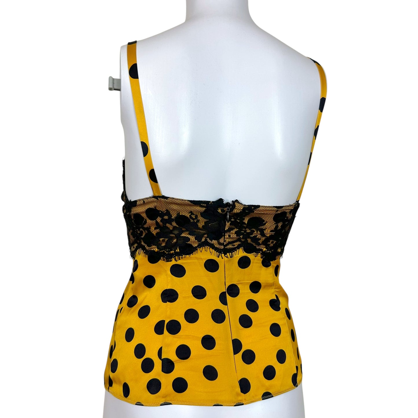 D&G Dolce & Gabbana Yellow Polka Dot Silky Lace Tank - Outfit Repeater