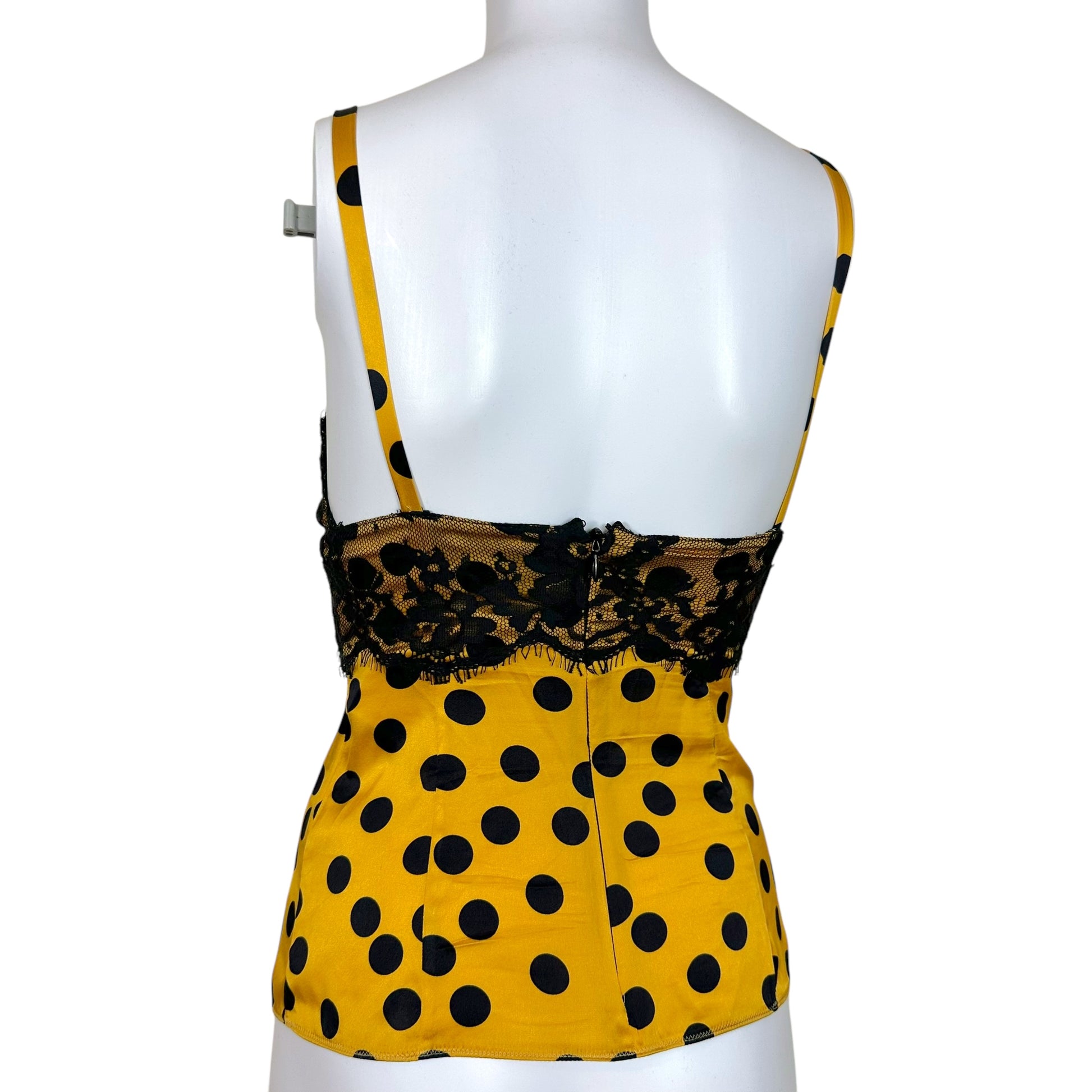 D&G Dolce & Gabbana Yellow Polka Dot Silky Lace Tank - Outfit Repeater