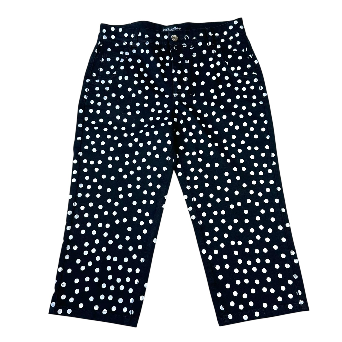 Dolce & Gabbana Black & White Polka Dot Print Capris
