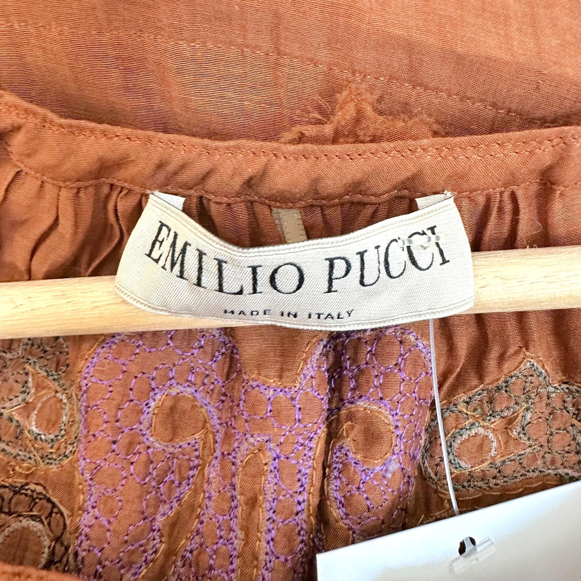 Emilio Pucci Brown Beaded Peasant Blouse - Outfit Repeater
