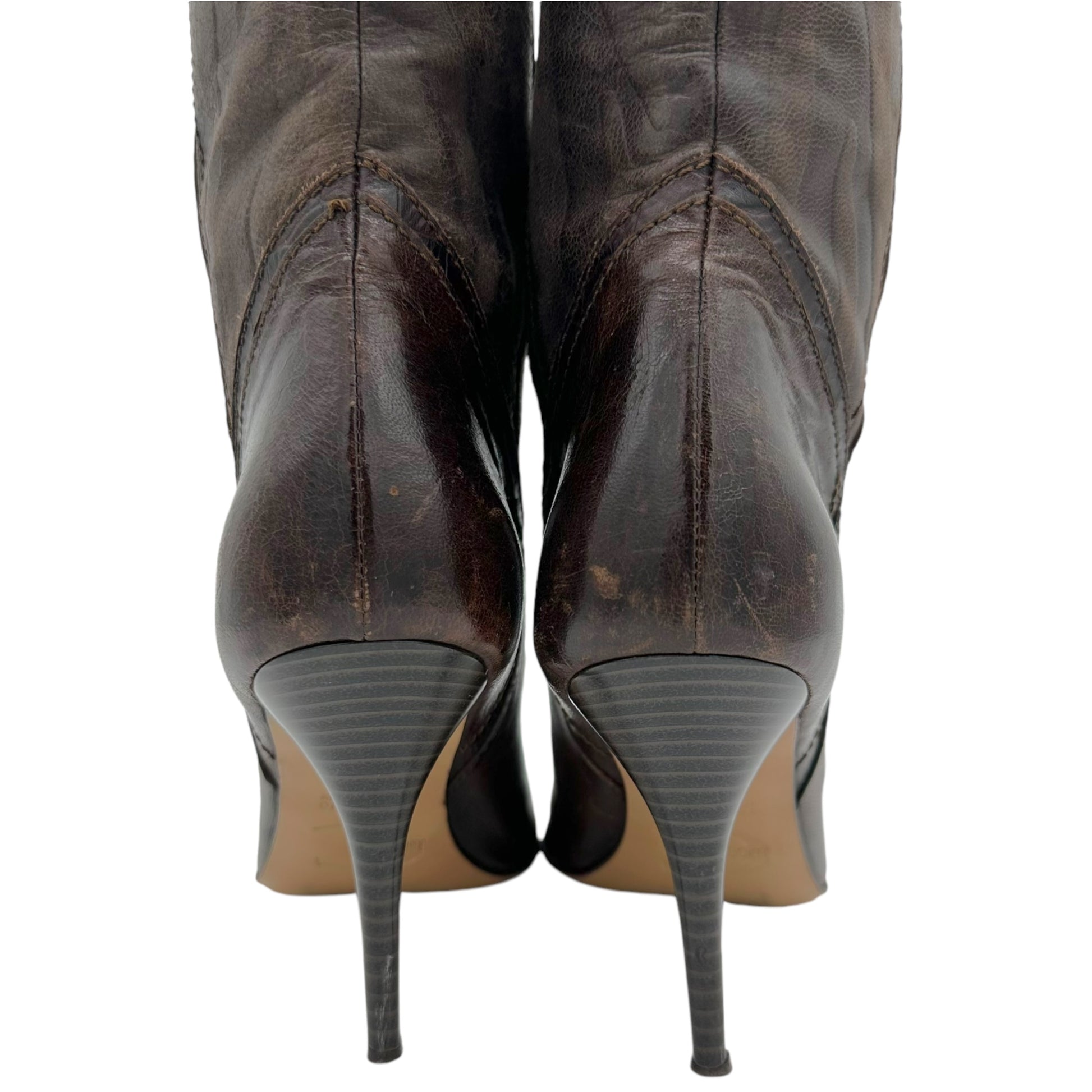 Just Cavalli Brown Leather Heeled Cowboy Boots - Outfit Repeater