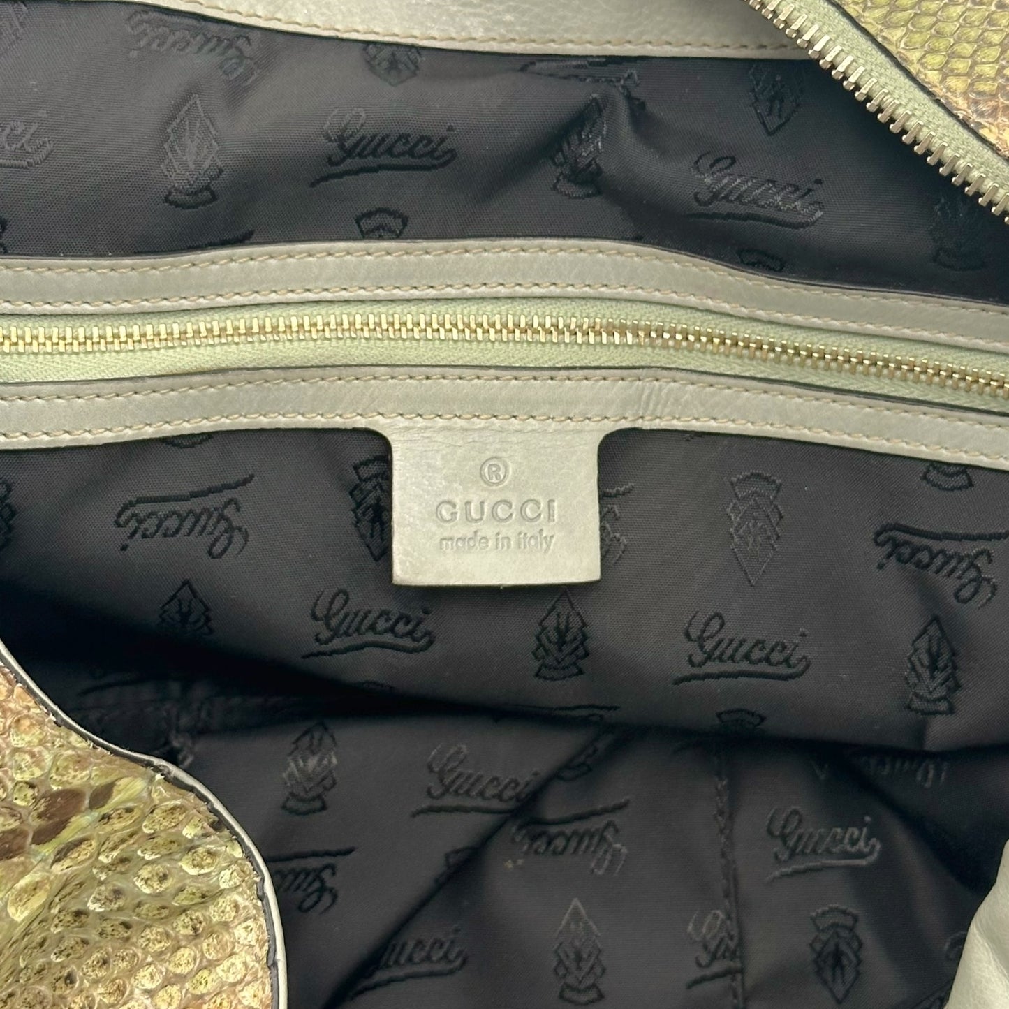Gucci Green Python Large Hysteria Tote Bag