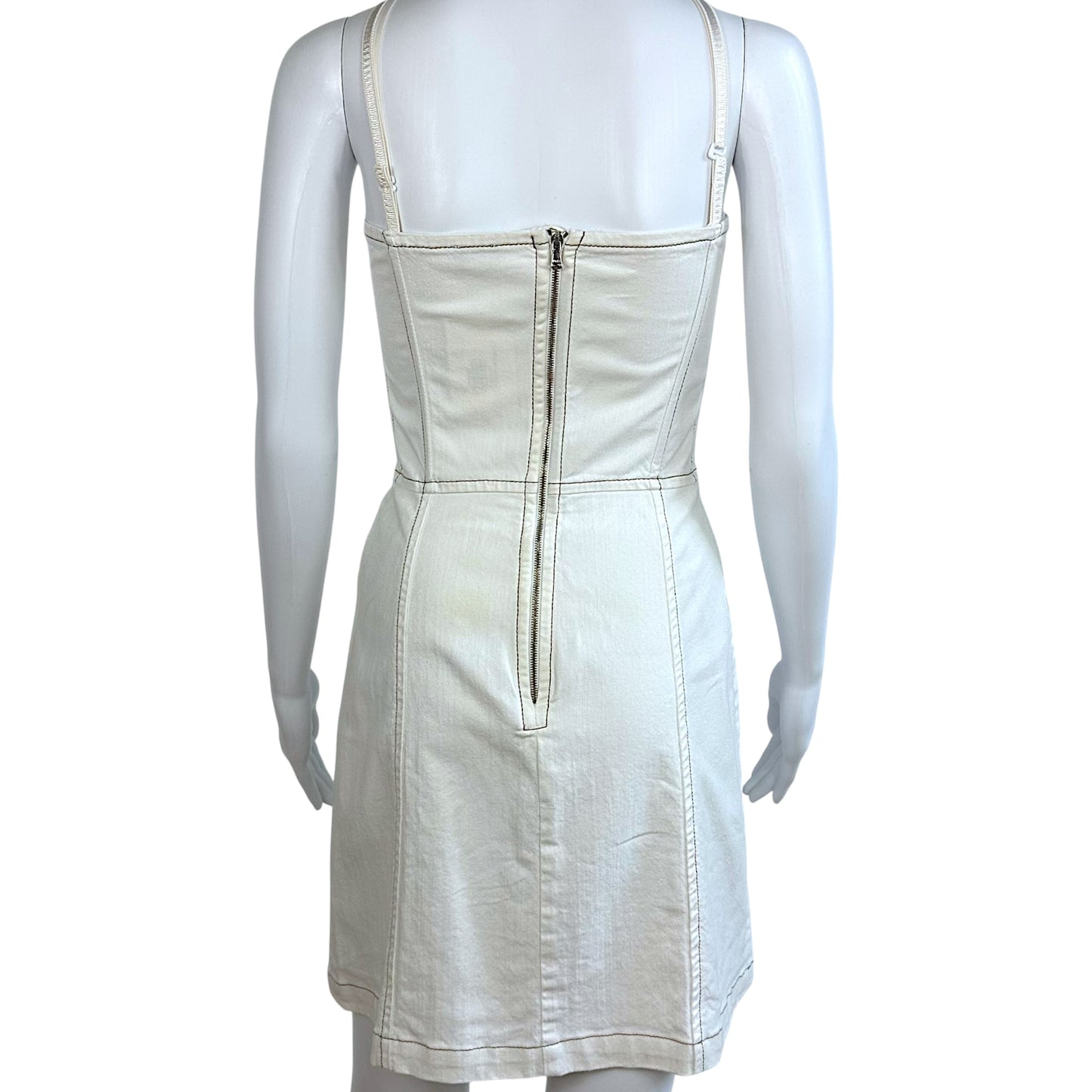D&G Dolce & Gabbana White Lace Up Denim Dress